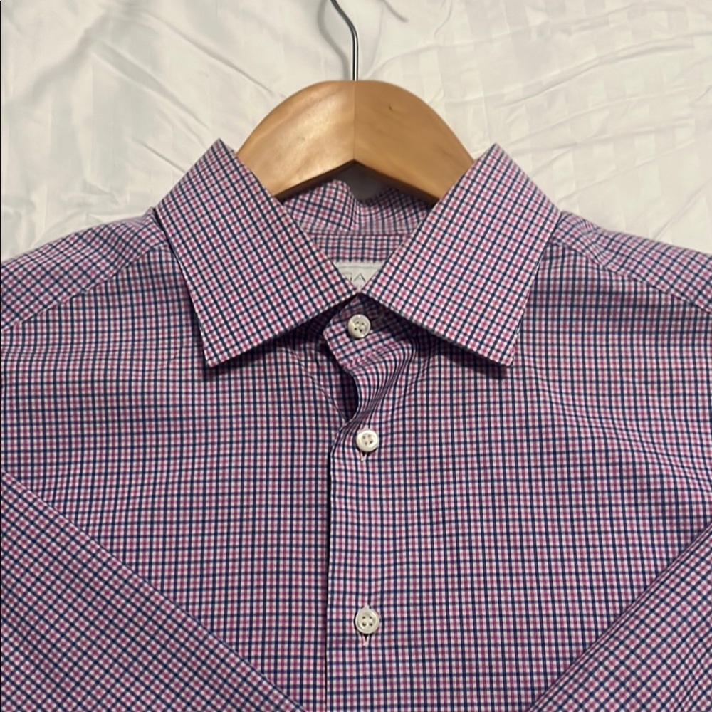 Purple Gingham Dress Shirt Classic Cotton